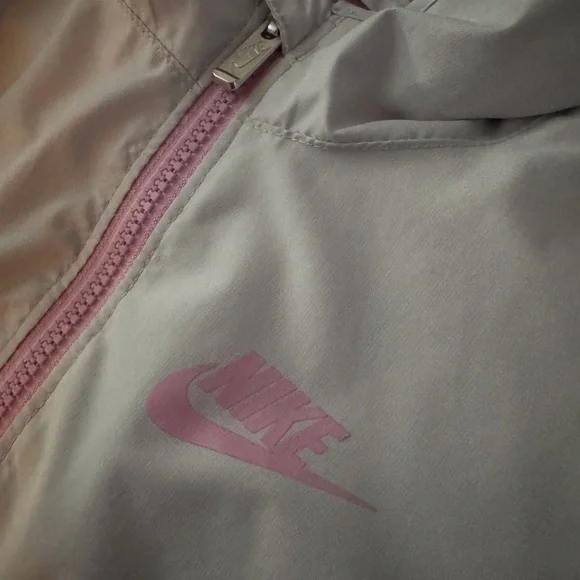 Nike rip stop hooded rain jacket girls child size 4-5 Full zipper fleece lined - Picture 5 of 10